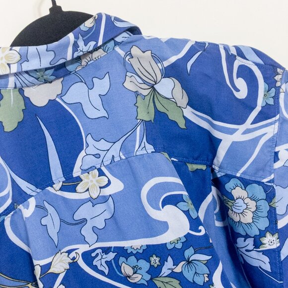 Men's Tommy Bahama Hawaiian Style Floral Pattern Blue Sz. Small 100% Silk Casual - Picture 7 of 7